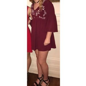 Francesca’s Burgundy Bell-Sleeve Dress